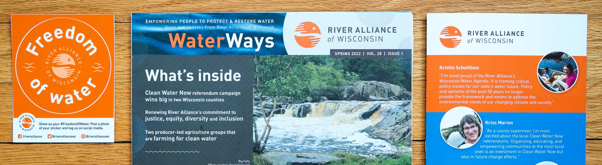 River Alliance of Wisconsin sticker, newsletter, and appeal piece